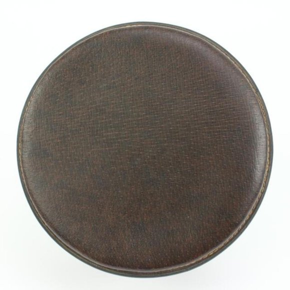 Gucci Ultra Rare Brown Leather Web Round Box Case Jar Boite 71g411s - Picture 8 of 12